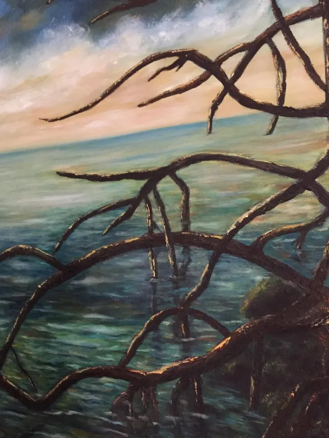 Despedida, óleo sobre lienzo, pintura de Mariela Restrepo
