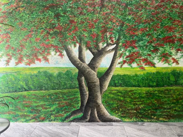 Flamboyán Favio, acrílico, pintura de Mariela Restrepo