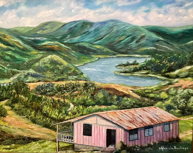 Lago Loíza, óleo sobre lienzo, pintura de Mariela Restrepo