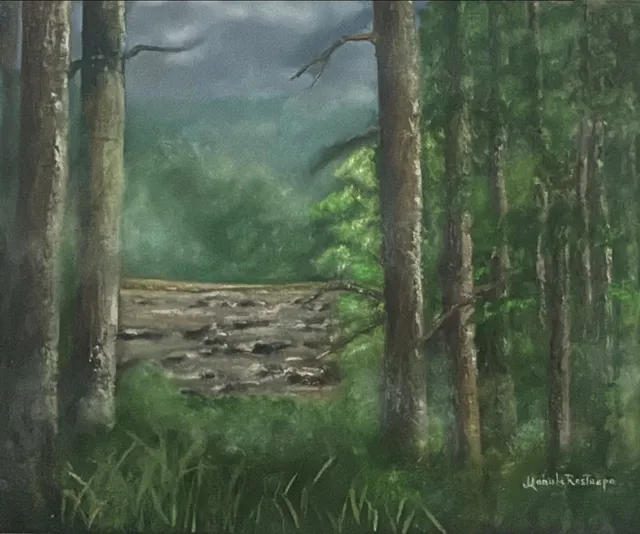 Montañas Azules, óleo sobre lienzo, pintura de Mariela Restrepo