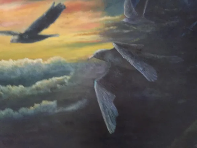 Volando hacia la Luz, óleo sobre lienzo, pintura de Mariela Restrepo