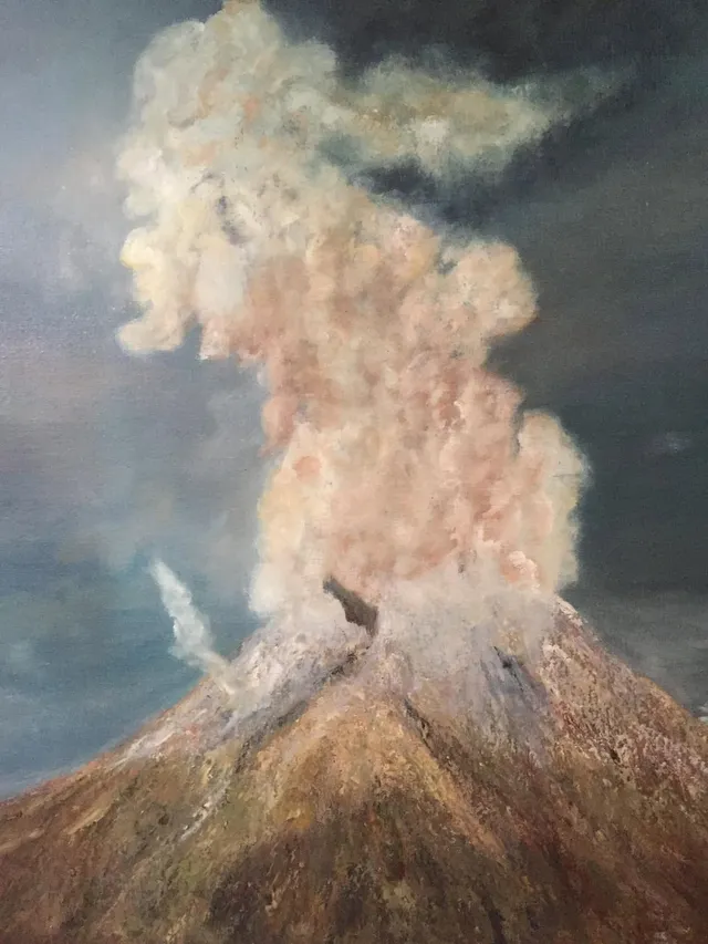 Volcán Soufrière, óleo sobre lienzo, pintura de Mariela Restrepo
